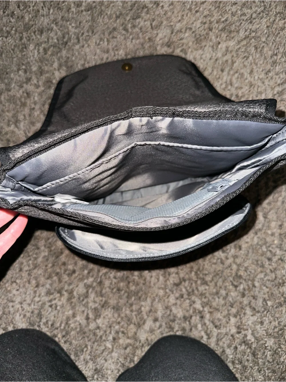 Eddie Bauer Gray Messenger Crossbody Bag with Black Strap